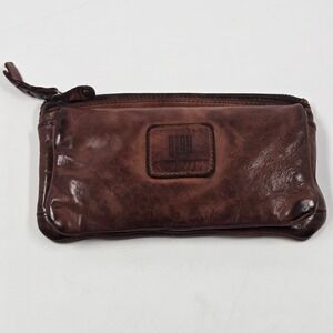 BIBA Barcelona Brown Distressed Leather Zip Around Wallet Card Holder Organizer